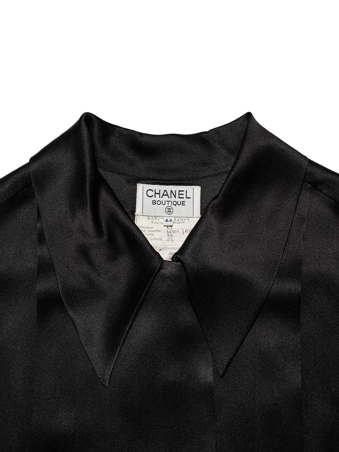 Top Quality Chanel Satin Silk Pleated Blouse Black