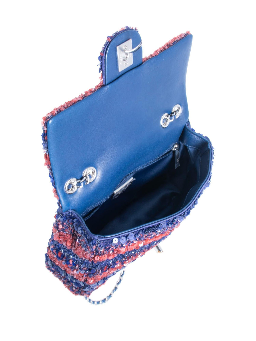 Top Quality Chanel Sequin Logo Mini Rectangular Flap Bag Red Blue