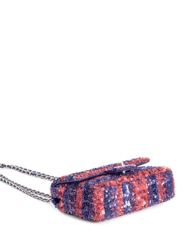 Top Quality Chanel Sequin Logo Mini Rectangular Flap Bag Red Blue