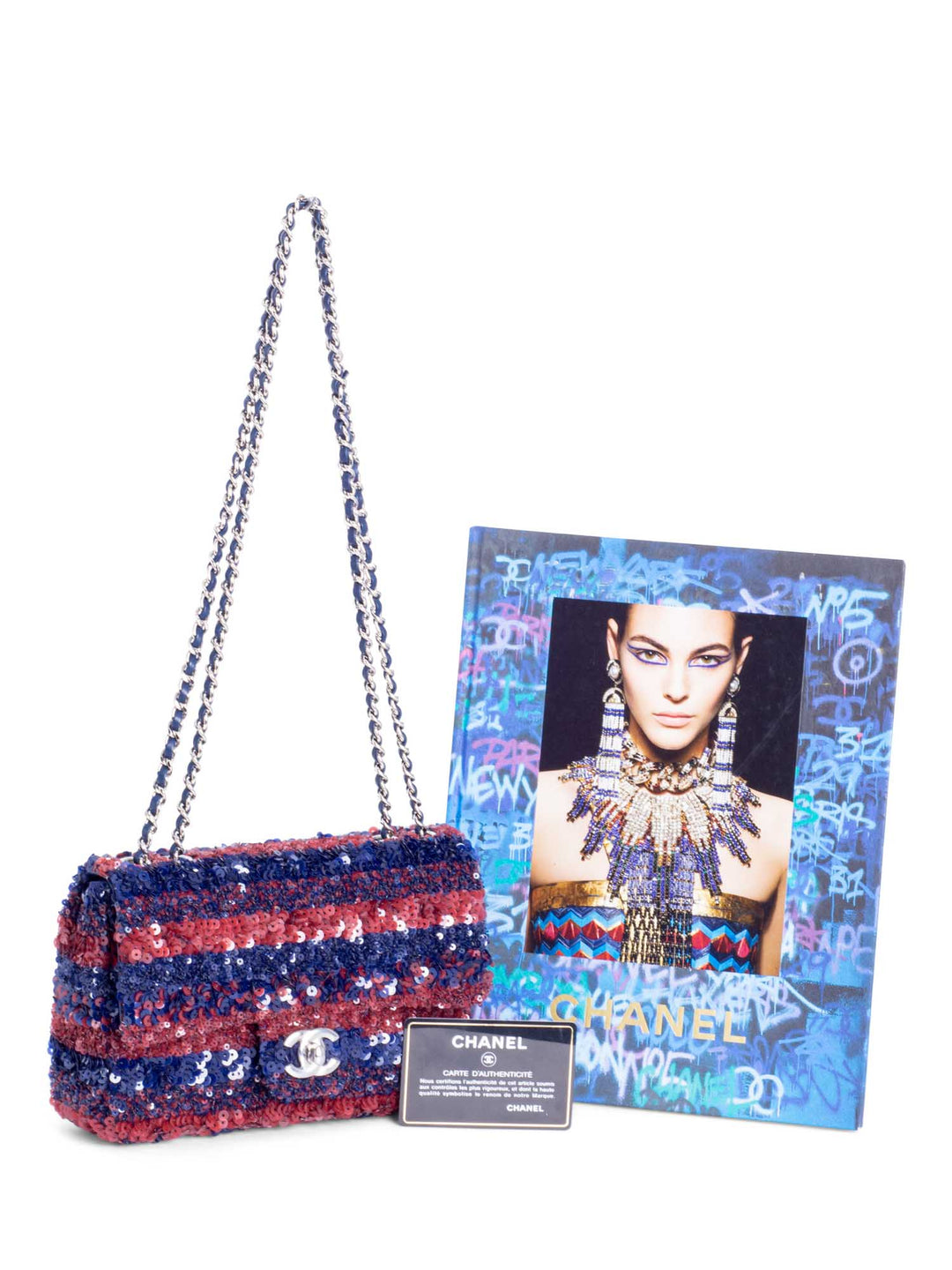 Top Quality Chanel Sequin Logo Mini Rectangular Flap Bag Red Blue