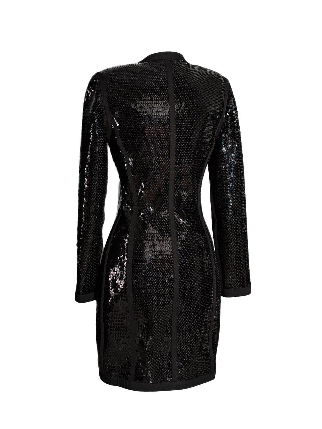 Top Quality Chanel Shiny Sequin Long Sleeve Mini Dress Black