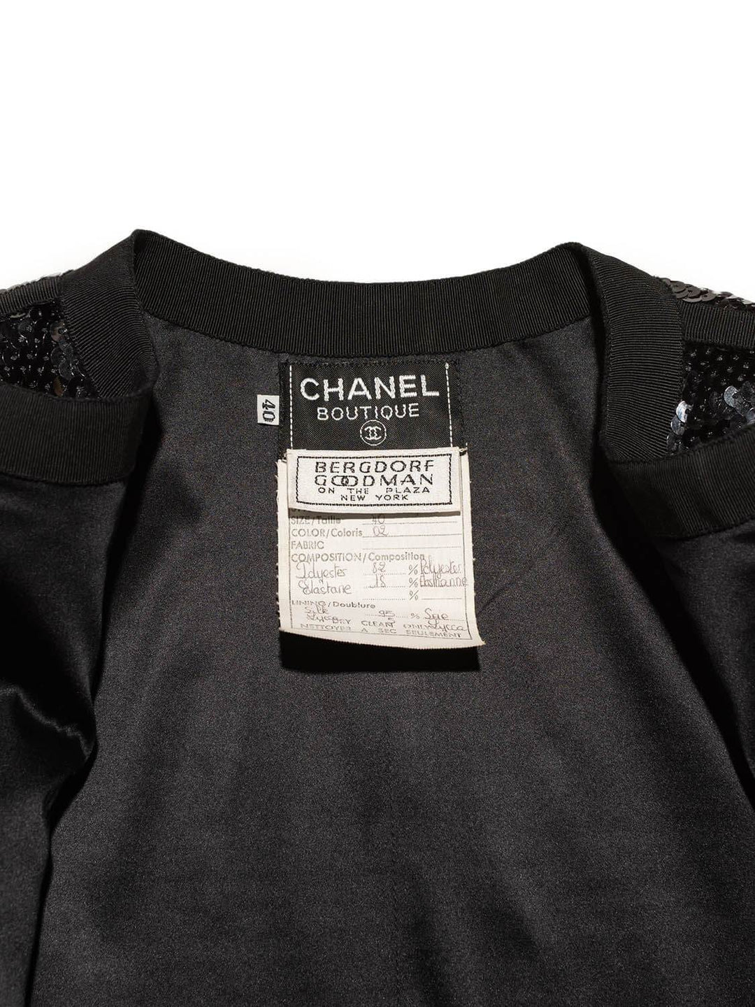 Top Quality Chanel Shiny Sequin Long Sleeve Mini Dress Black