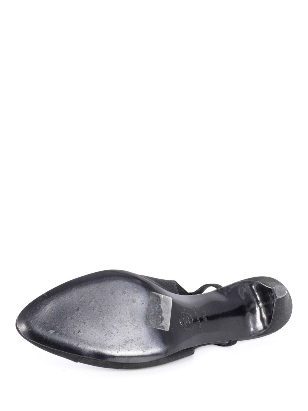 Top Quality Chanel Silk CC Logo Cap Toe Sling Back Kitten Heels Black