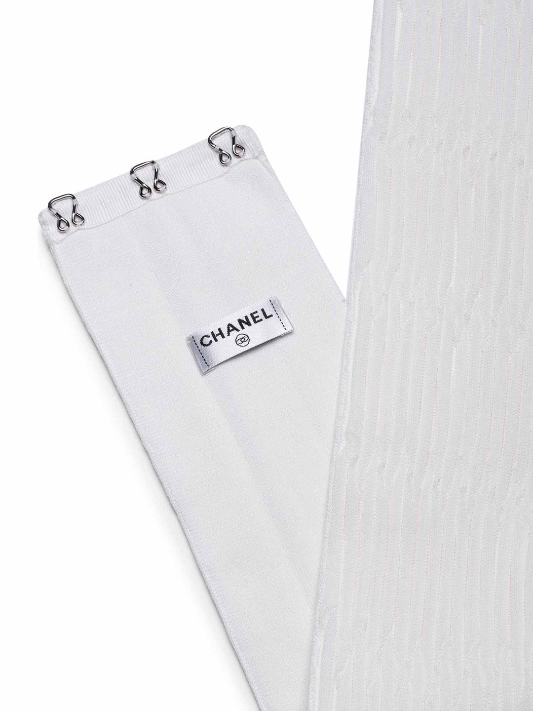 Top Quality Chanel Silk Camellia Pleated Belted Knit Dress White