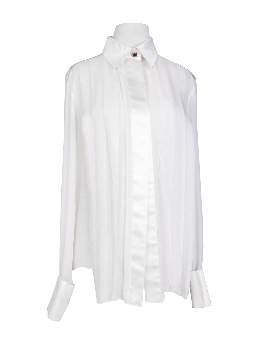 Top Quality Chanel Silk Gripoix Pleated Blouse Ivory
