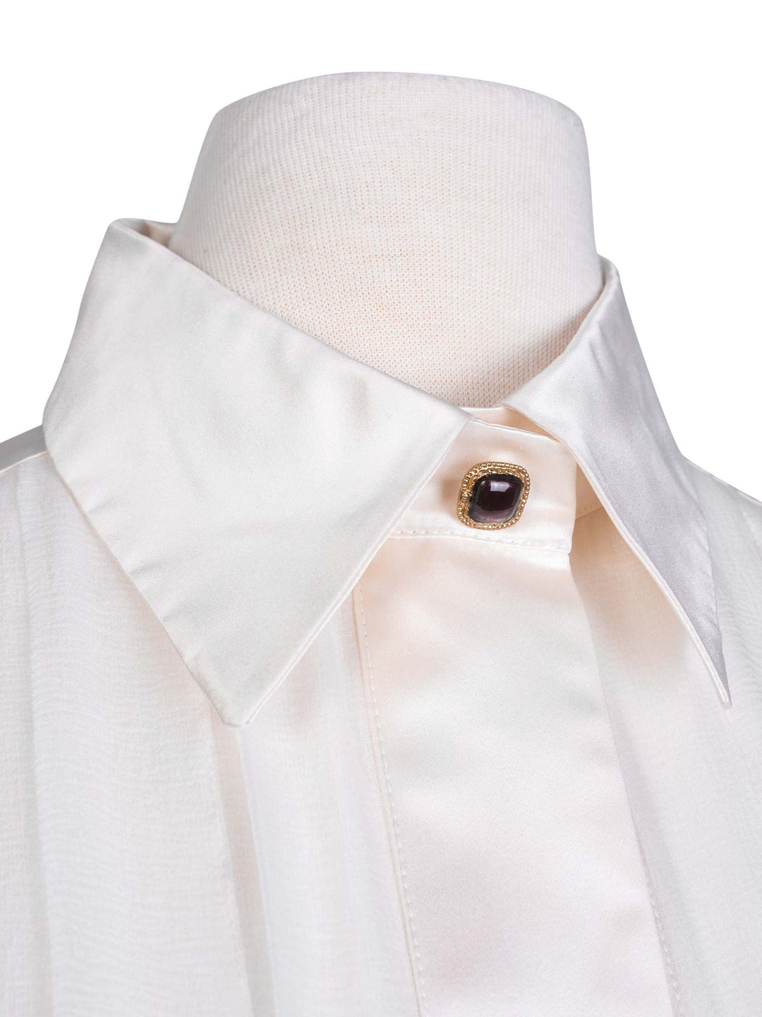 Top Quality Chanel Silk Gripoix Pleated Blouse Ivory