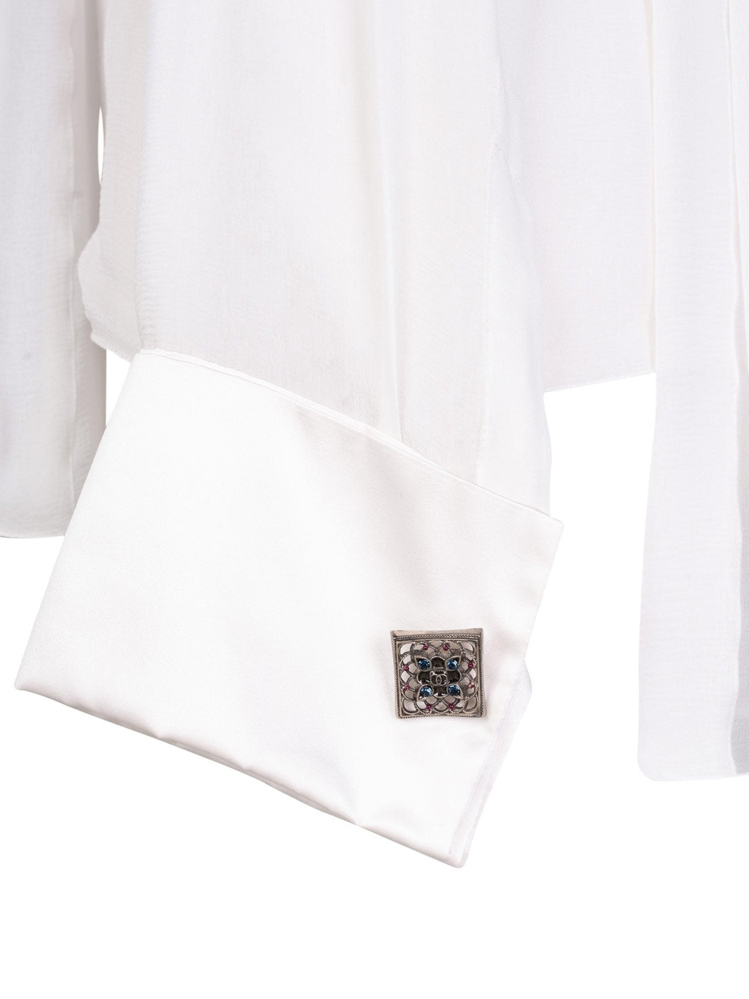 Top Quality Chanel Silk Gripoix Pleated Blouse Ivory