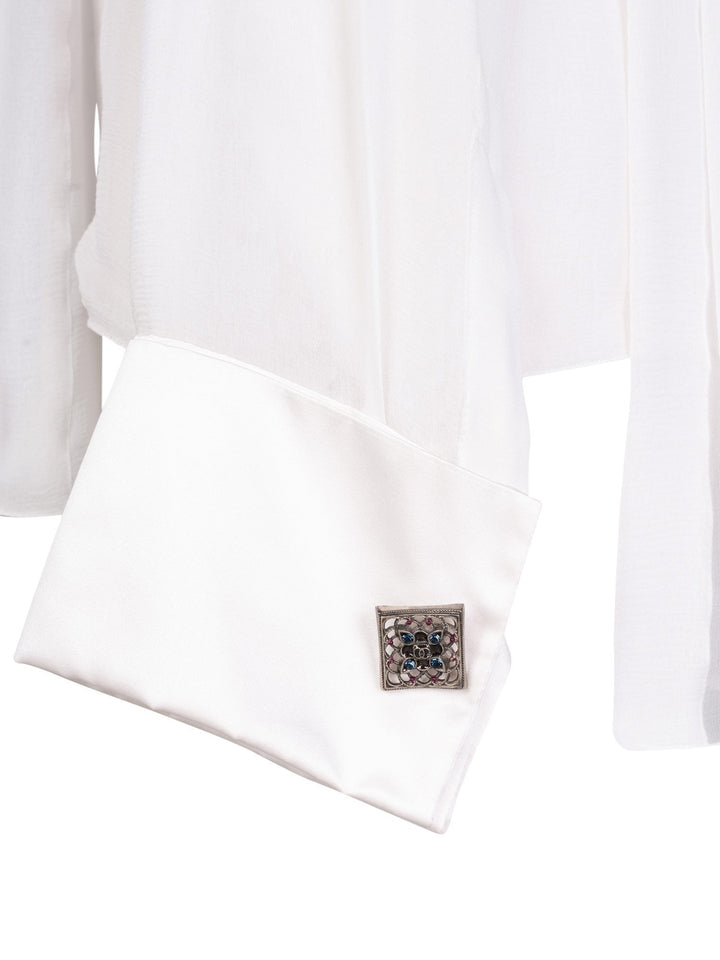 Top Quality Chanel Silk Gripoix Pleated Blouse Ivory