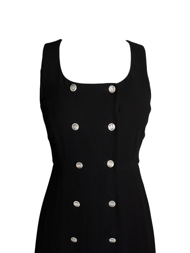 Top Quality Chanel Silk Pleated Mini Dress Black