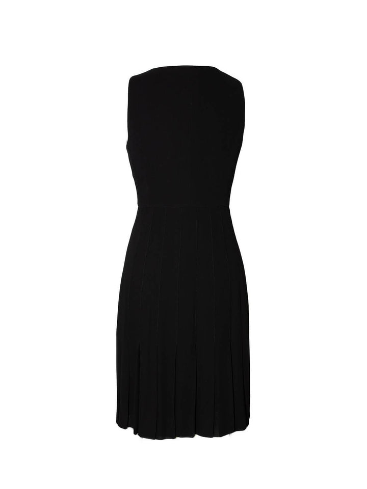 Top Quality Chanel Silk Pleated Mini Dress Black