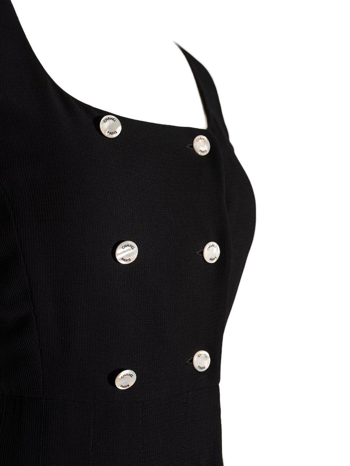 Top Quality Chanel Silk Pleated Mini Dress Black