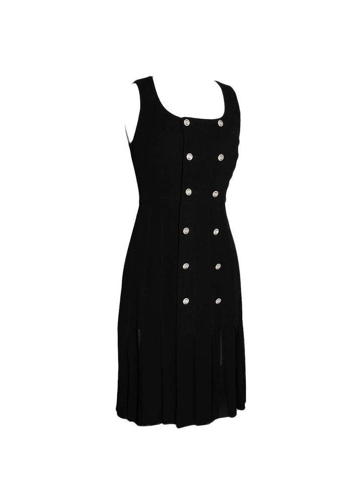 Top Quality Chanel Silk Pleated Mini Dress Black