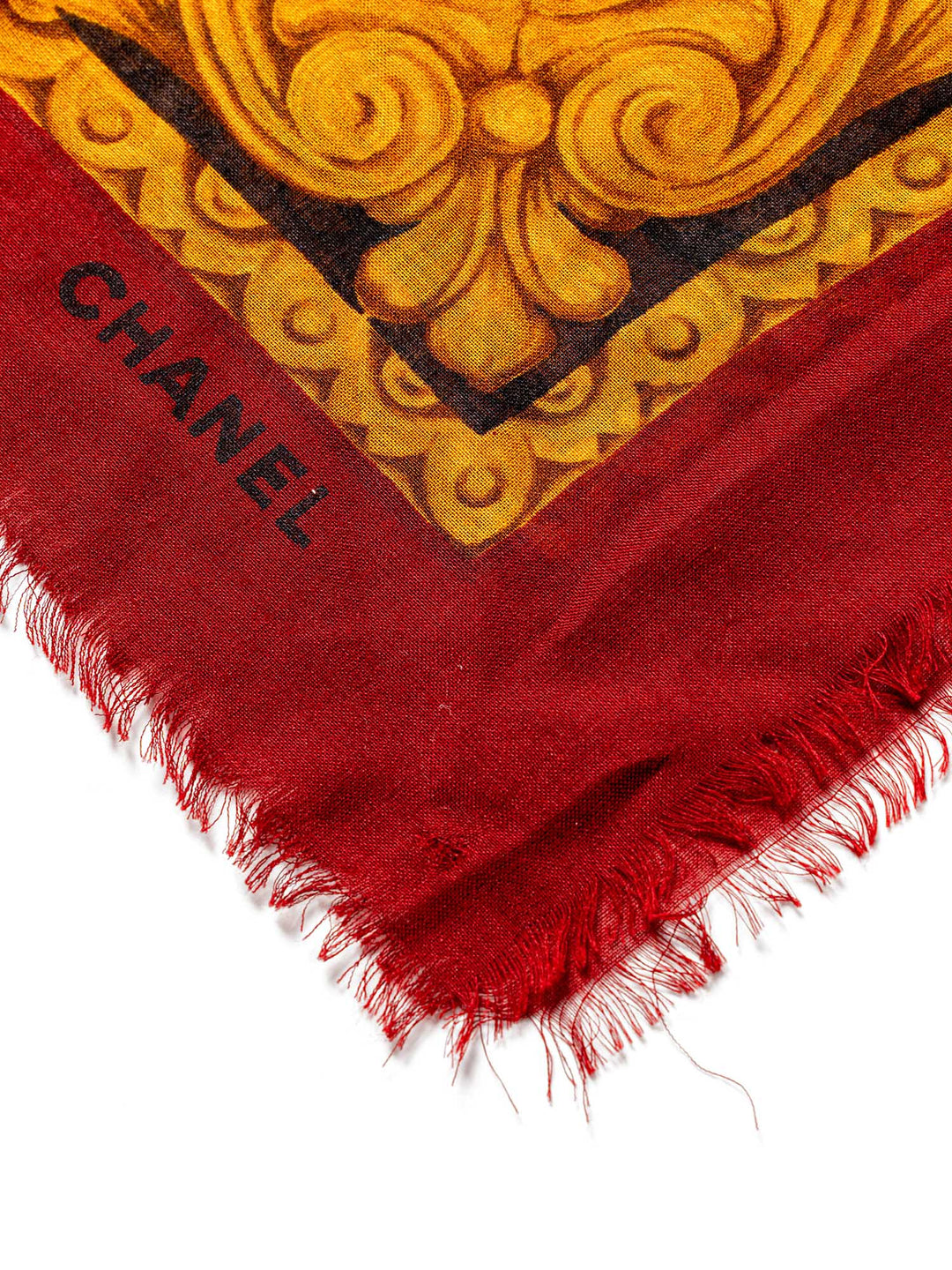 Top Quality Chanel Silk Wool CC Logo Large Shawl Red