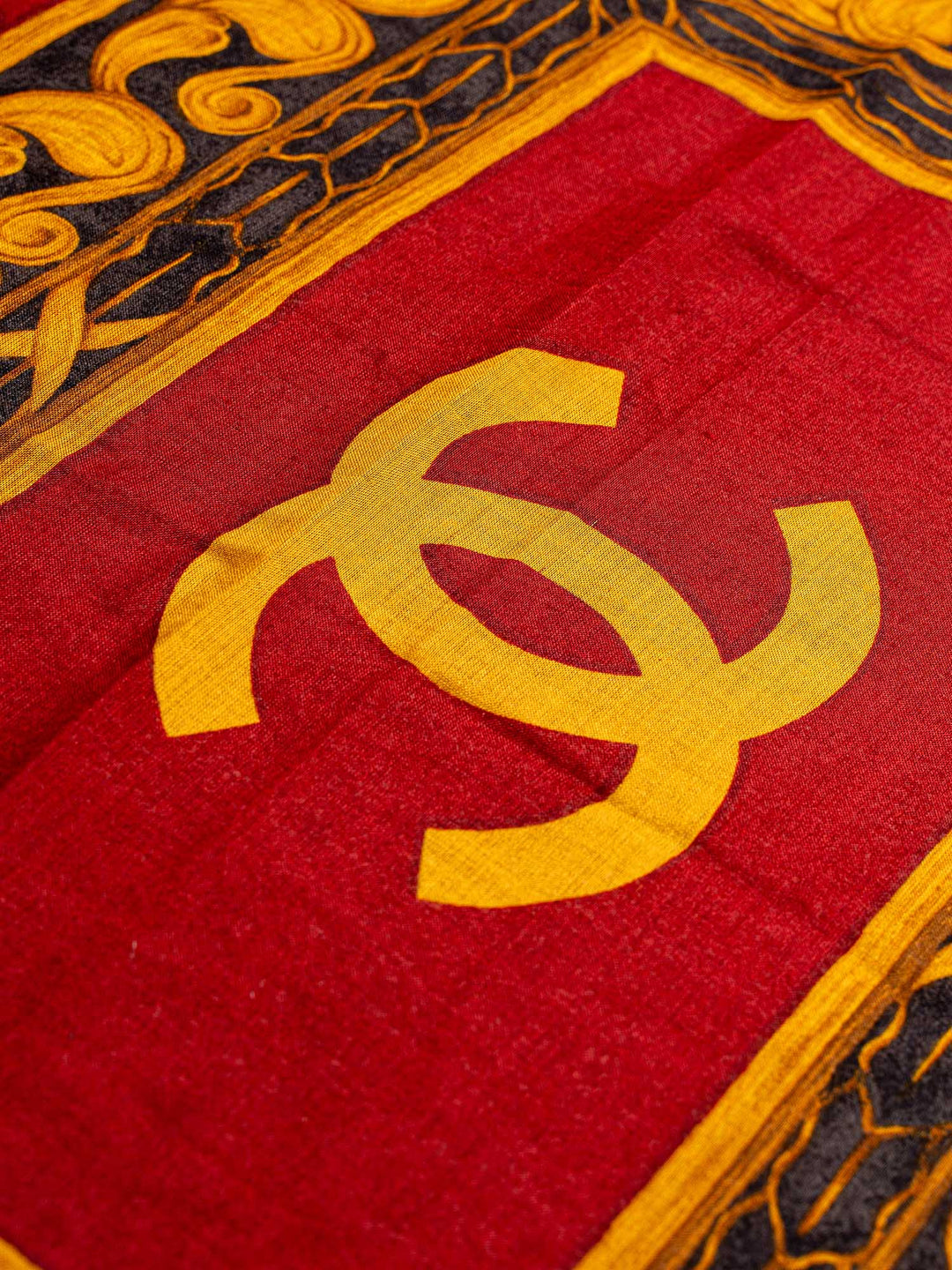 Top Quality Chanel Silk Wool CC Logo Large Shawl Red