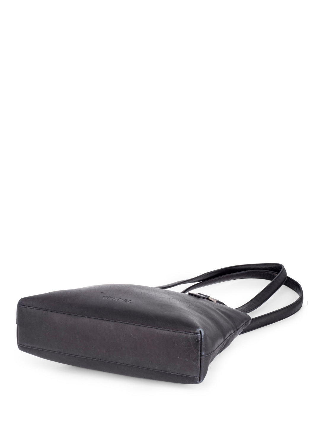 Top Quality Chanel Soft Leather Logo Shopper Bag Black