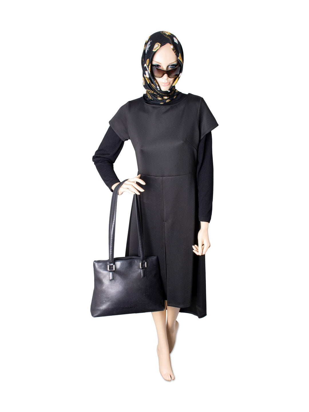 Top Quality Chanel Soft Leather Logo Shopper Bag Black