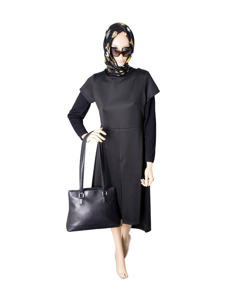 Top Quality Chanel Soft Leather Logo Shopper Bag Black