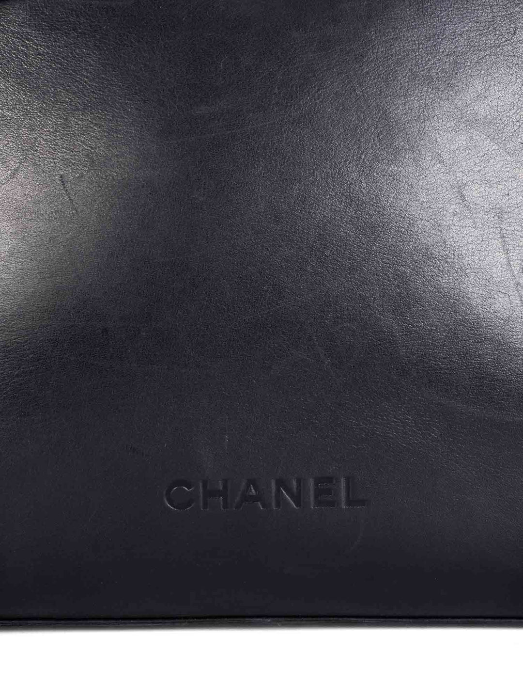 Top Quality Chanel Soft Leather Logo Shopper Bag Black