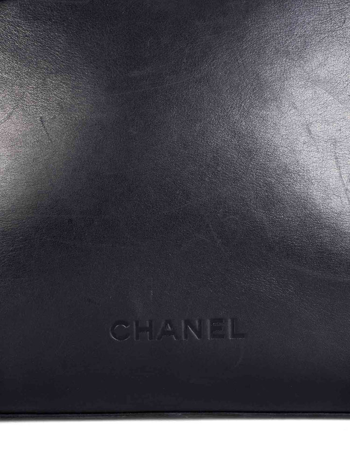 Top Quality Chanel Soft Leather Logo Shopper Bag Black