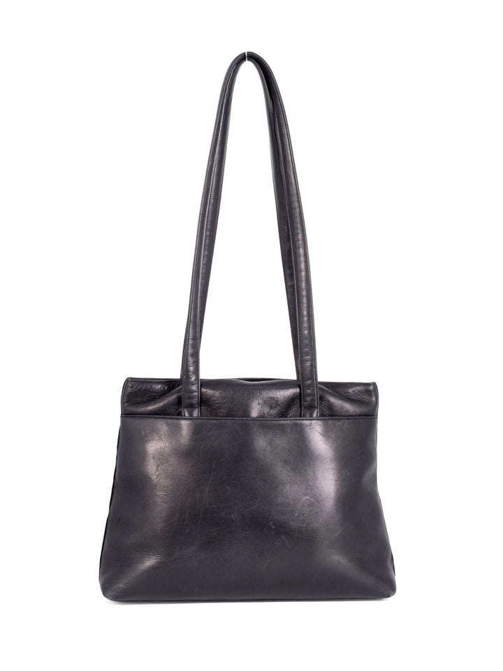 Top Quality Chanel Soft Leather Logo Shopper Bag Black