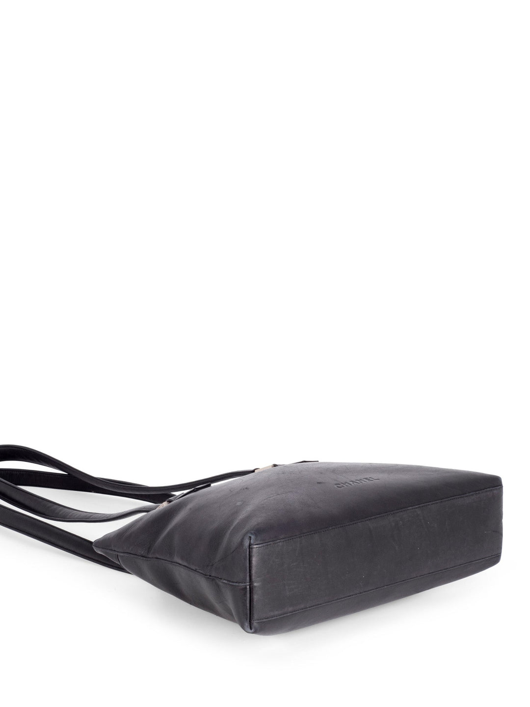 Top Quality Chanel Soft Leather Logo Shopper Bag Black