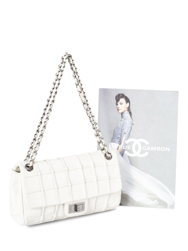 Top Quality Chanel Square Quilted Leather Medium Reissue Flap Bag White