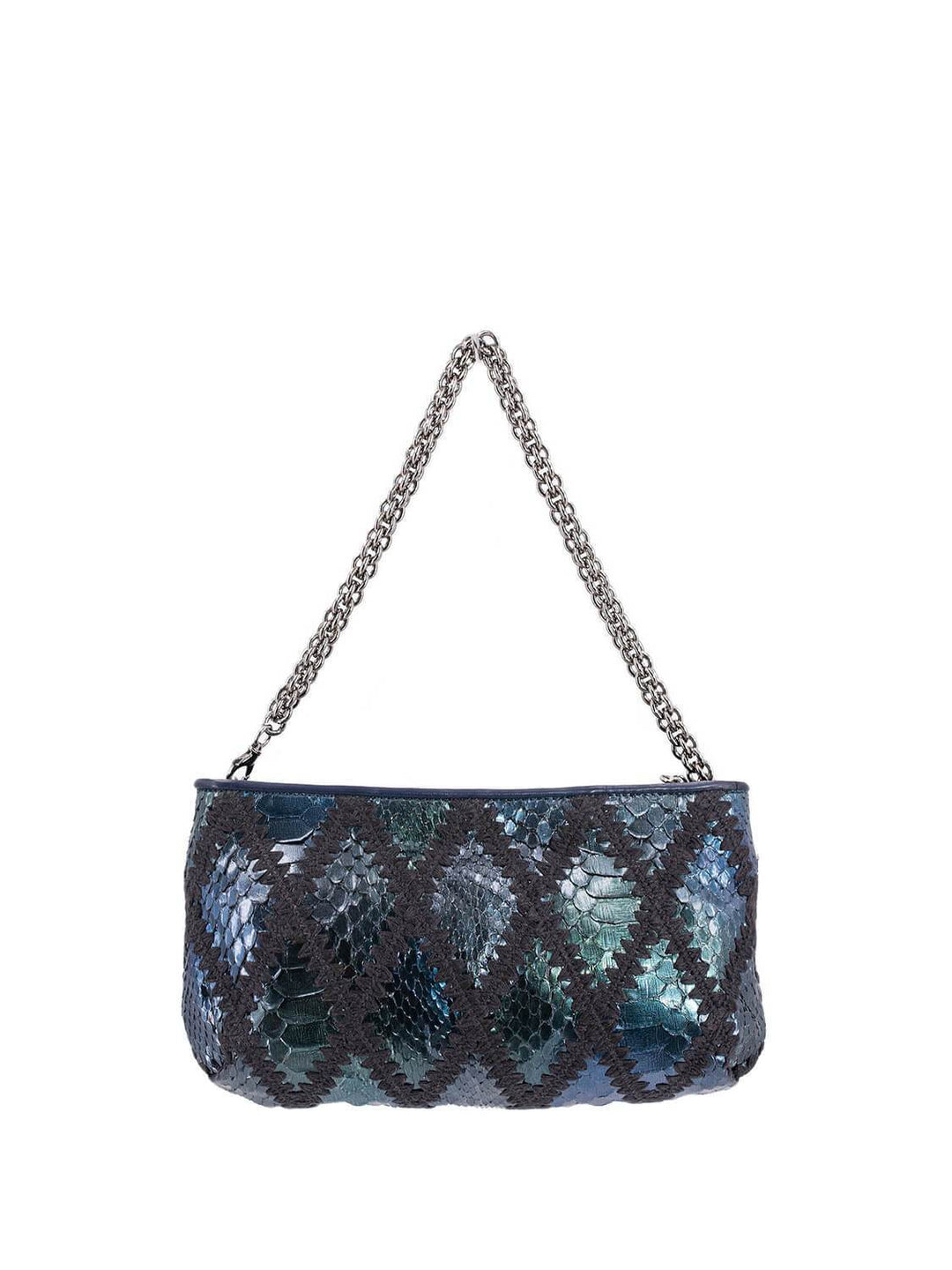 Top Quality Chanel Stitch CC Logo Pochette Bag Blue Green