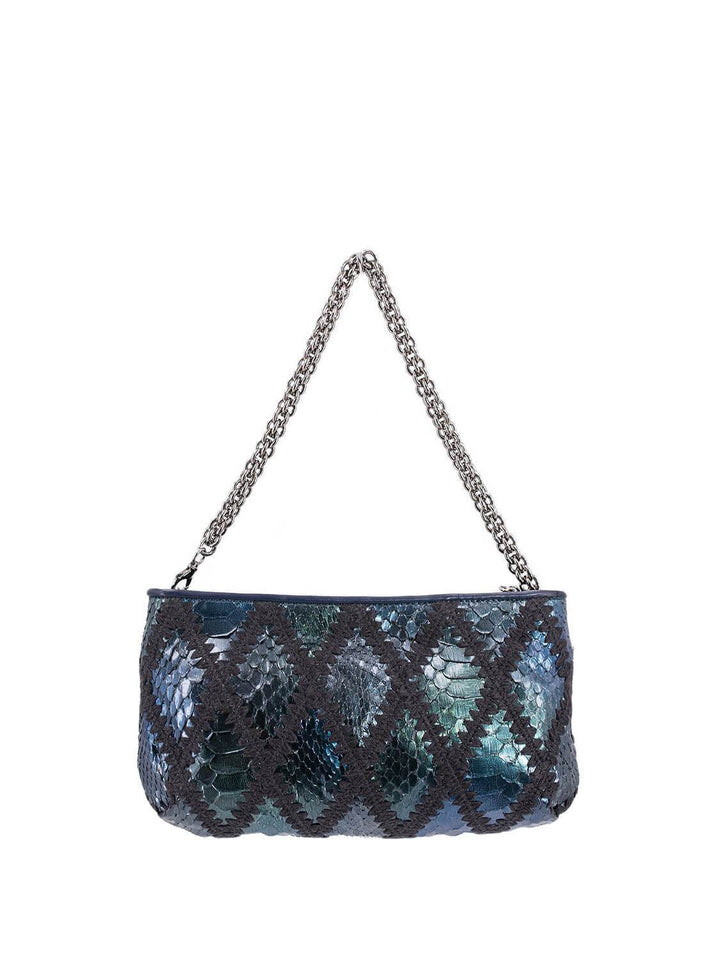Top Quality Chanel Stitch CC Logo Pochette Bag Blue Green
