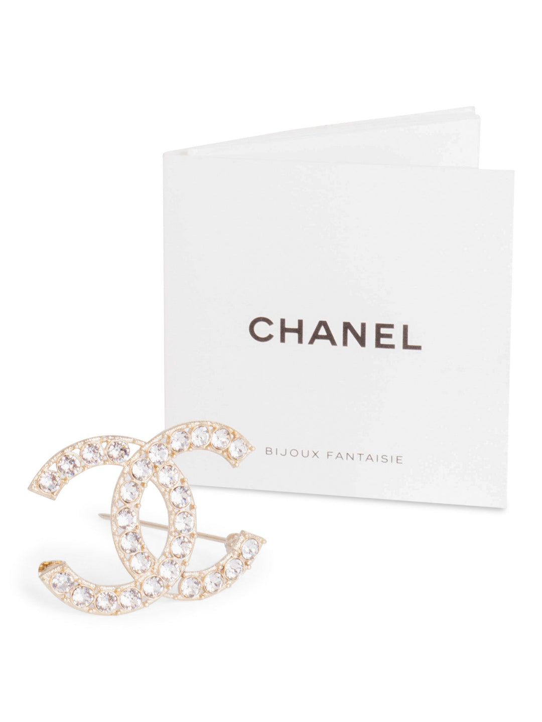 Top Quality Chanel Swarovski Crystal CC Logo Brooch Pin Gold