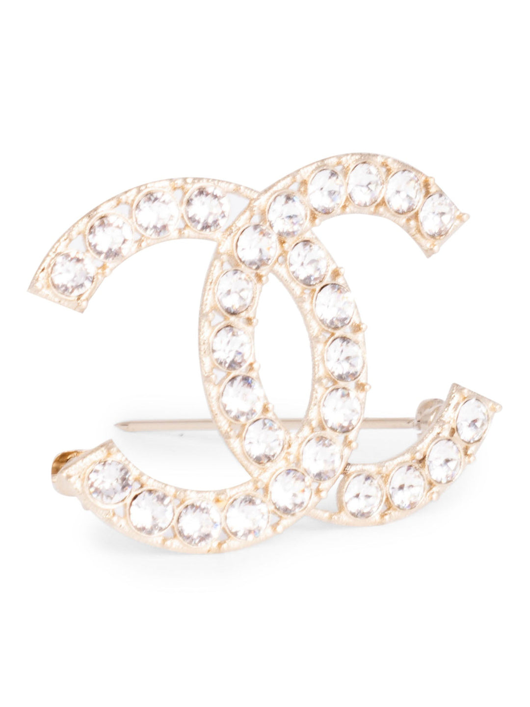 Top Quality Chanel Swarovski Crystal CC Logo Brooch Pin Gold
