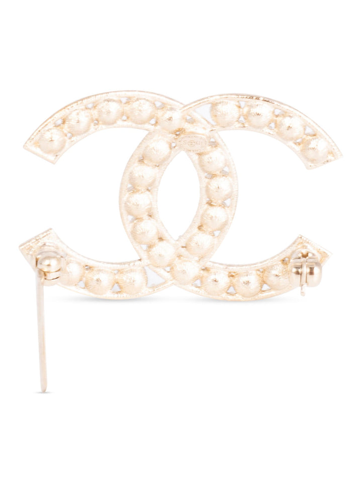 Top Quality Chanel Swarovski Crystal CC Logo Brooch Pin Gold