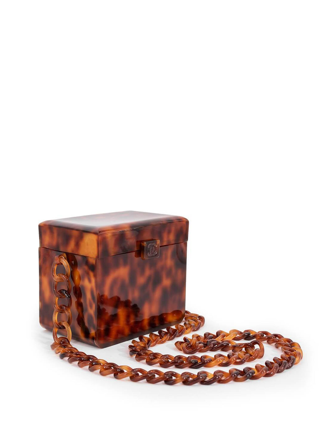 Top Quality Chanel Tortoiseshell Plexiglass Mini Box Bag Brown