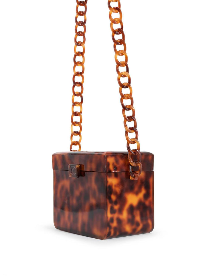 Top Quality Chanel Tortoiseshell Plexiglass Mini Box Bag Brown