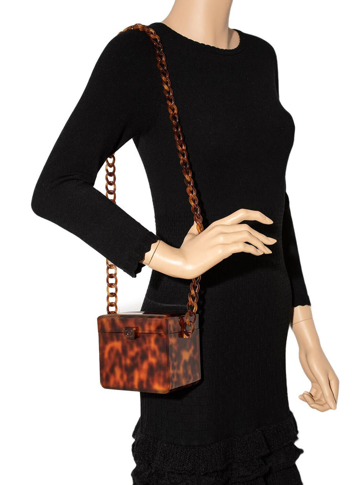 Top Quality Chanel Tortoiseshell Plexiglass Mini Box Bag Brown