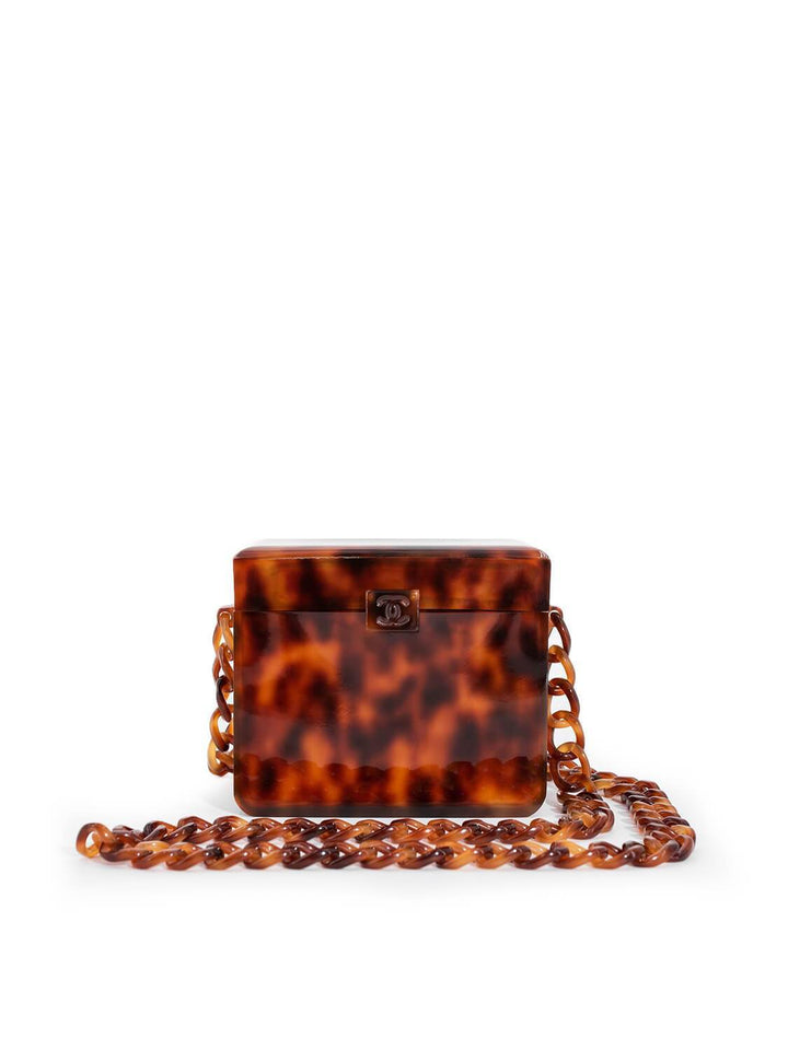 Top Quality Chanel Tortoiseshell Plexiglass Mini Box Bag Brown