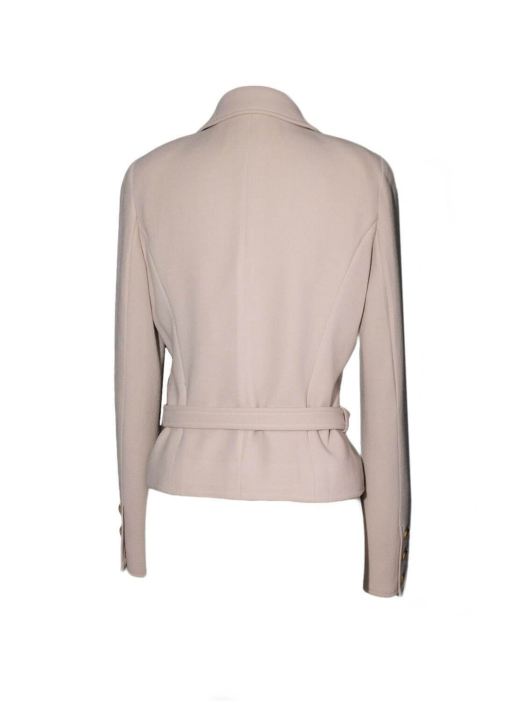 Top Quality Chanel Tweed Belted Jacket Beige