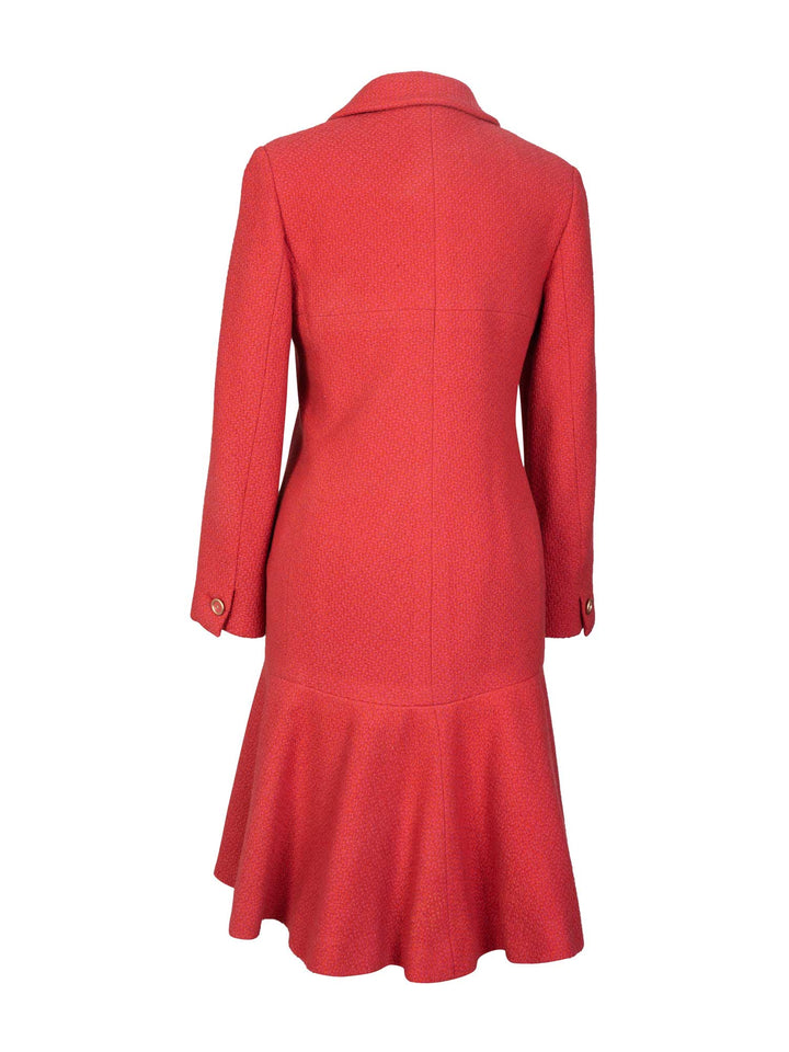 Top Quality Chanel Tweed CC Logo Button Down Dress Red