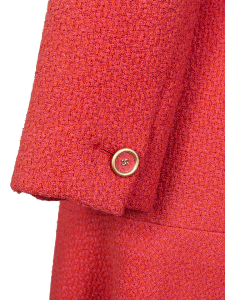 Top Quality Chanel Tweed CC Logo Button Down Dress Red