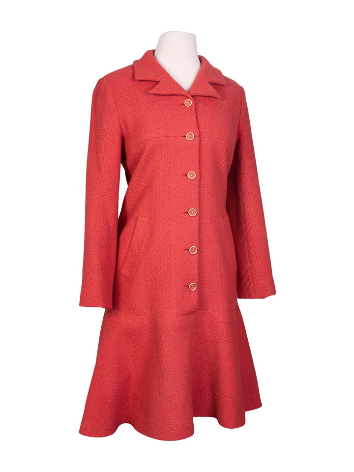 Top Quality Chanel Tweed CC Logo Button Down Dress Red