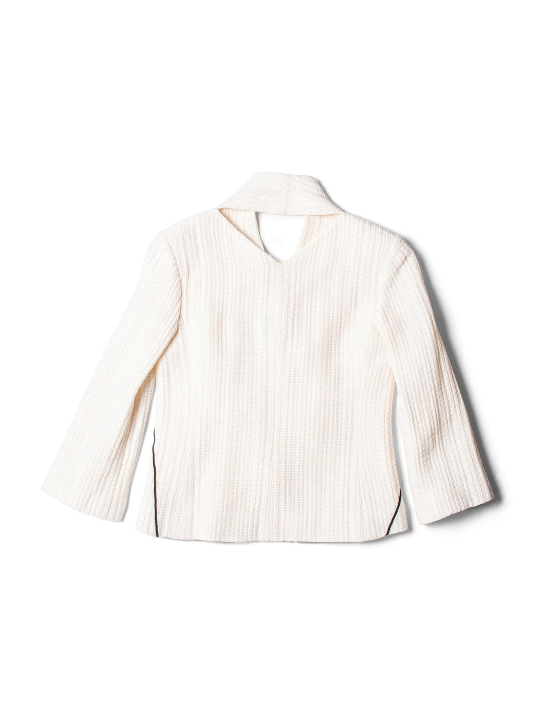 Top Quality Chanel Tweed CC Logo Hammered Pearl Cut Out Jacket Ivory