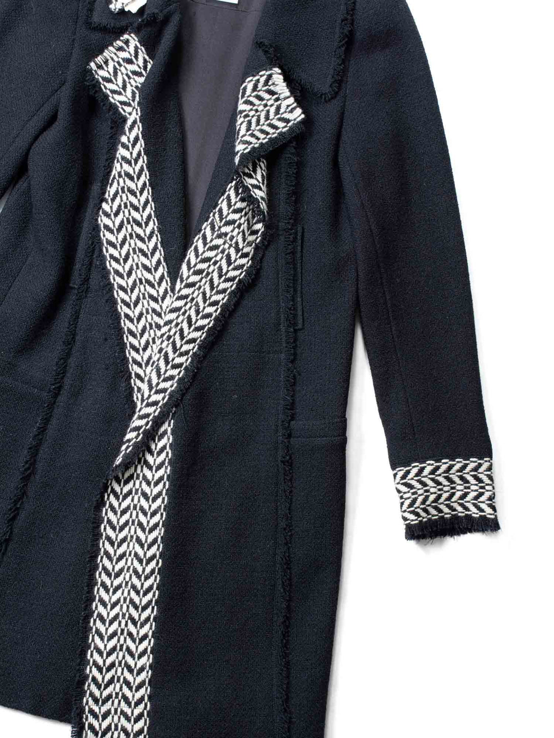 Top Quality Chanel Tweed Camellia Flower Open Jacket Black White