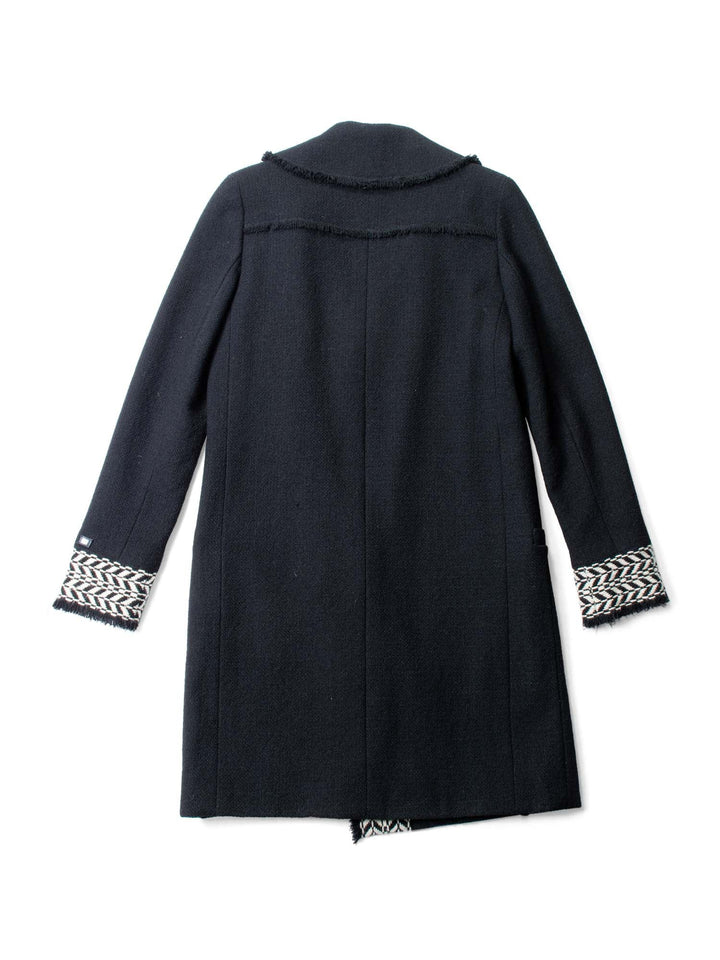 Top Quality Chanel Tweed Camellia Flower Open Jacket Black White