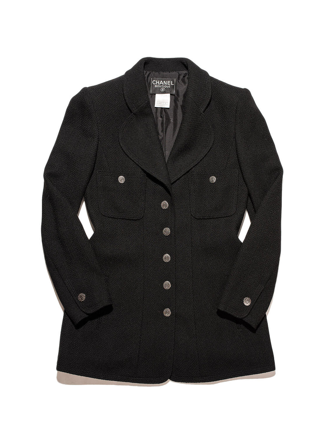Top Quality Chanel Tweed Fitted Jacket Black
