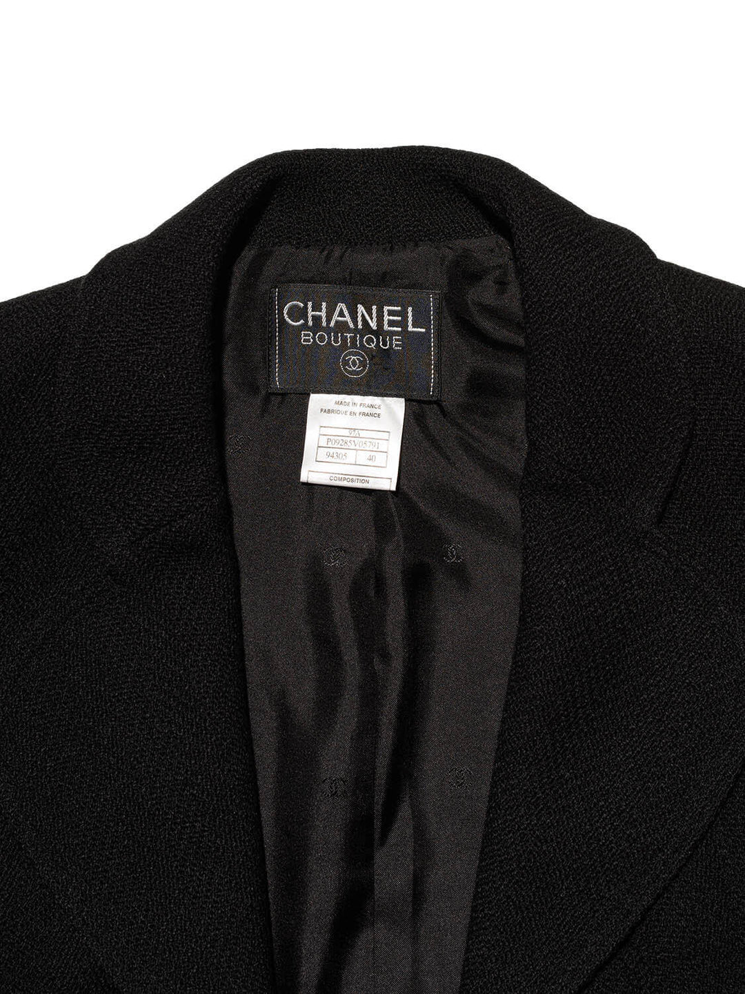 Top Quality Chanel Tweed Fitted Jacket Black