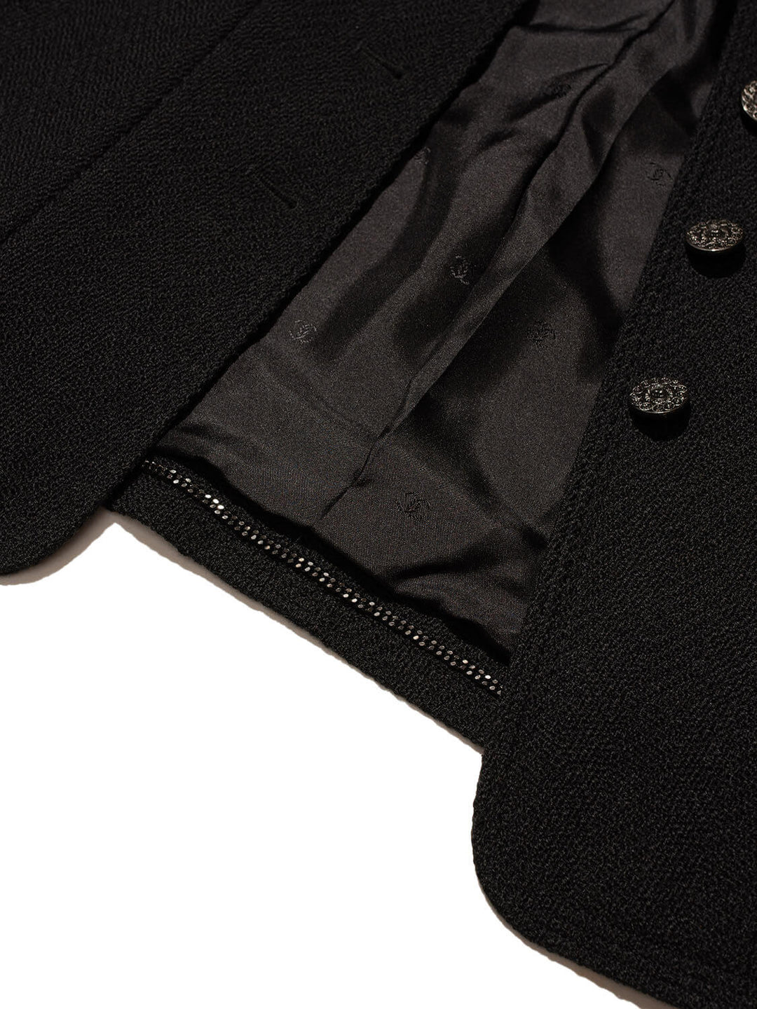 Top Quality Chanel Tweed Fitted Jacket Black