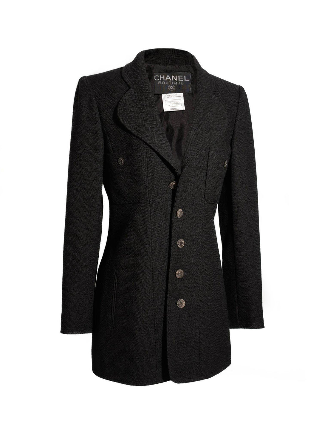 Top Quality Chanel Tweed Fitted Jacket Black
