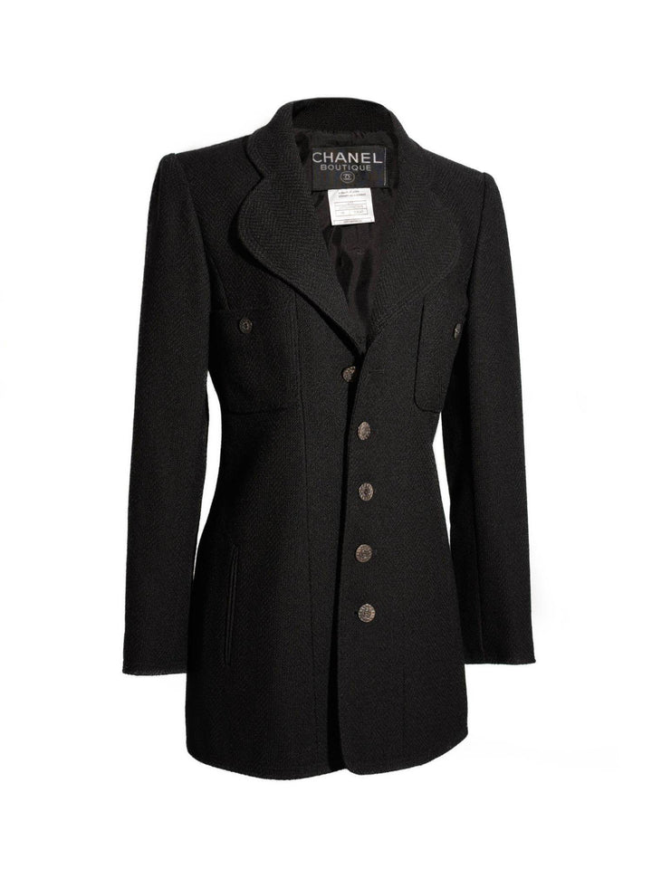 Top Quality Chanel Tweed Fitted Jacket Black