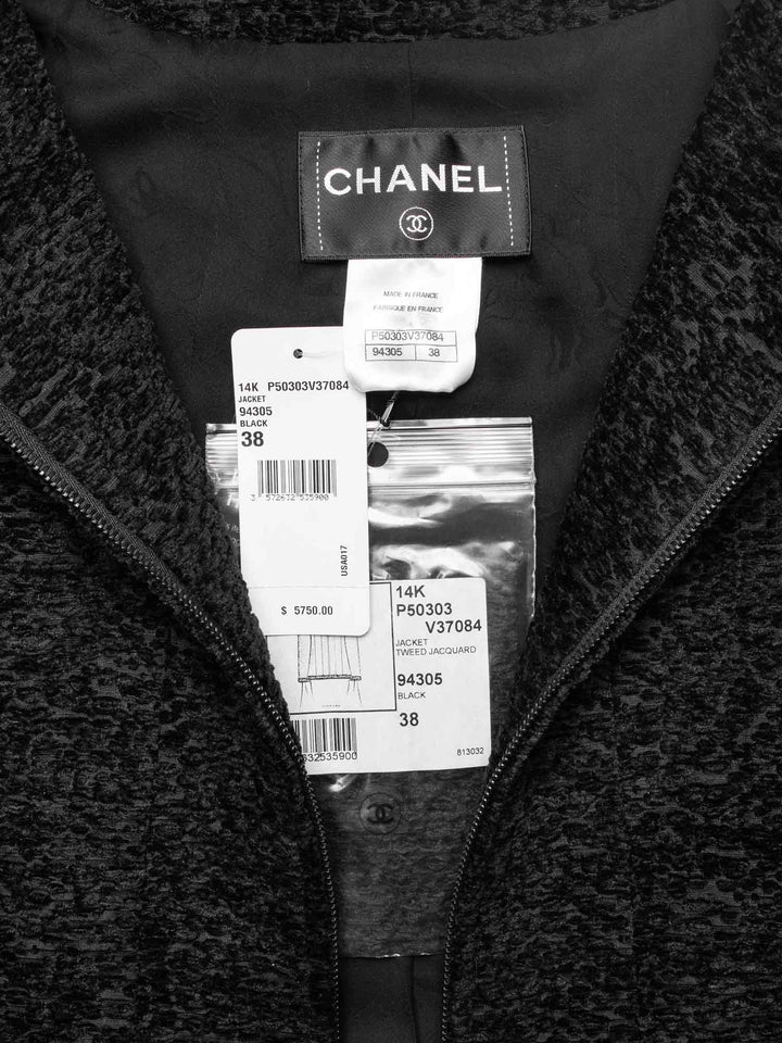 Top Quality Chanel Tweed Fringe Fitted Jacket Black