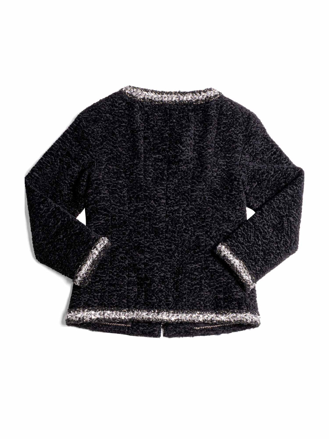 Top Quality Chanel Tweed Fringe Fitted Jacket Black