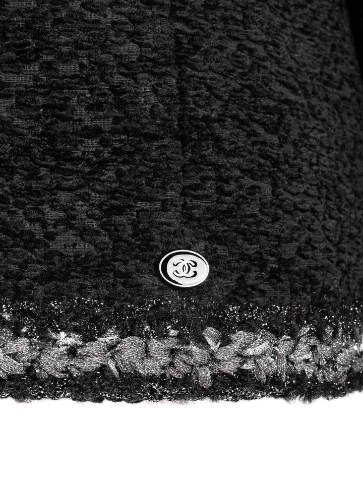 Top Quality Chanel Tweed Fringe Fitted Jacket Black